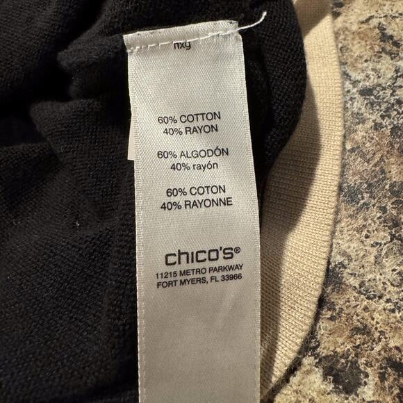 Chicos Womens Tunic Top Minimalist Boho Stripe Colorblock Black Size 3 XL 16 - Picture 3 of 6